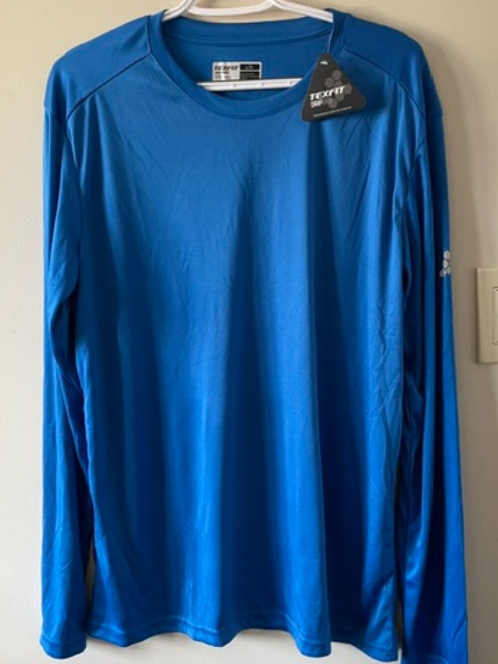 TEXFIT Wmn's Blue UVP 50/Drip Dry Lng Sleeve Sun Shirt Moisture Wicking Sz L NWT